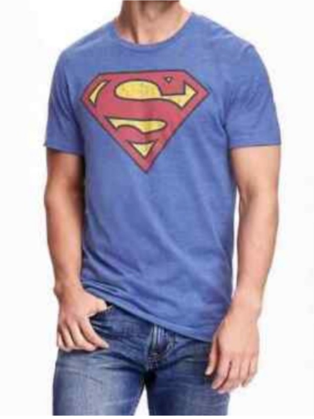 OLD NAVY SIZE S~GRAPHIC TEE DC COMICS CLASSIC SUPERMAN T-SHIRT SOFT HEATHER BLUE